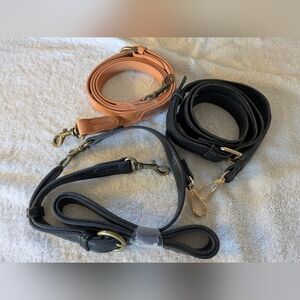 Purse Straps 2 Black and 1 Tan. Never Used, Golden & Brass Hardware